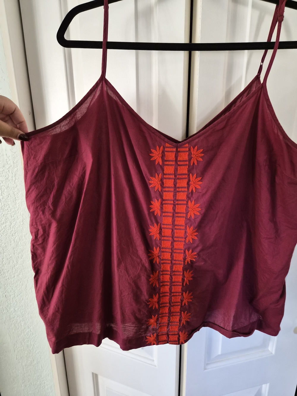 Old Navy Burgundy Camisole with Red Embroidered Front